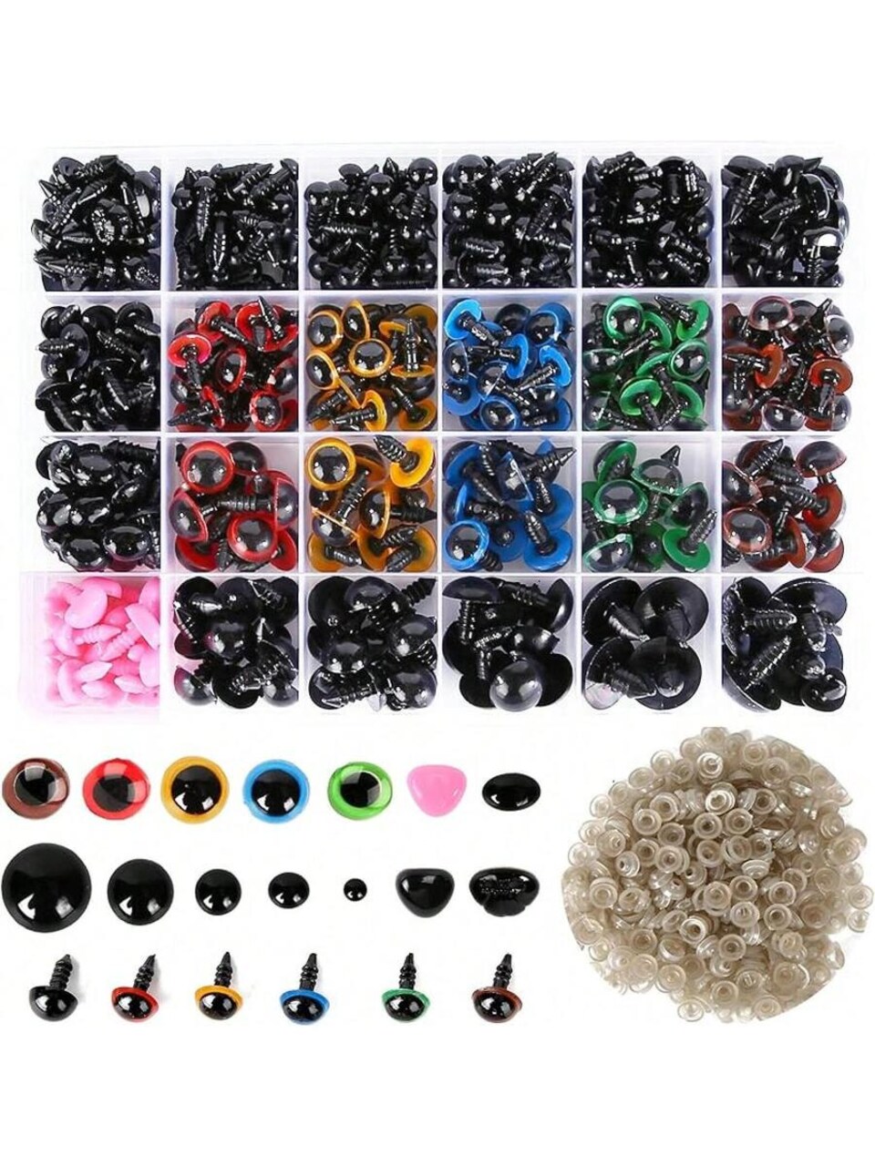 Safety Eyes 796pcs, Plastic Safety Eyes and Noses 6-20mm Black Eyes with Washers